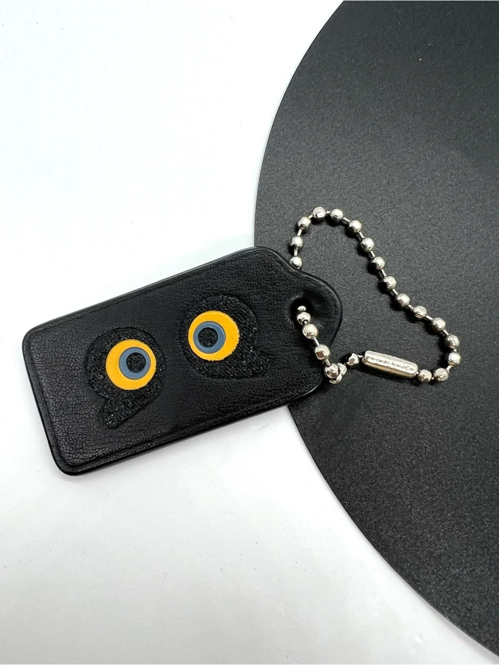 Coach Rare Holiday 2017 Owl Eyes Leather Bag Charm Hangtag Keychain #27829